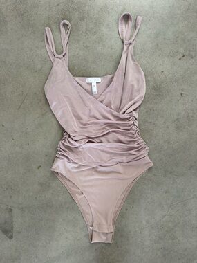Soft Mauve Ruched One-Piece Bodysuit